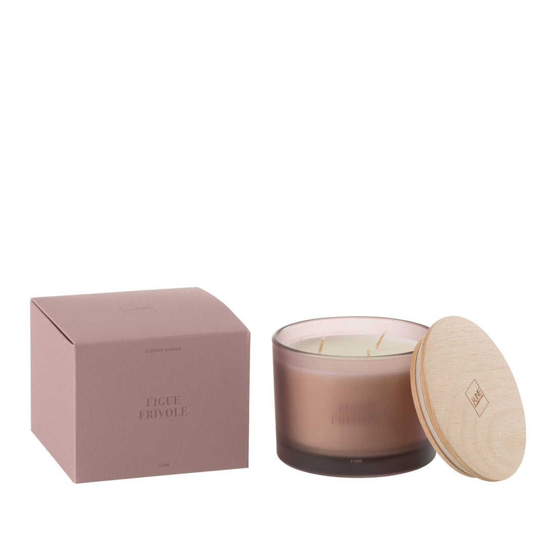 Small size Figue Frivole candle with wooden lid and box.