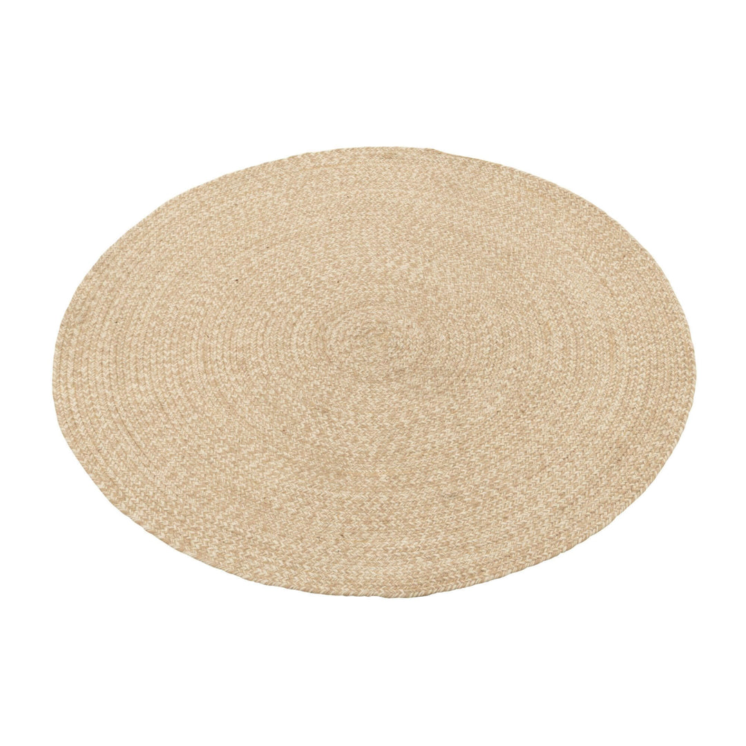 Fiona Outdoor Rug in natural beige with round woven texture.