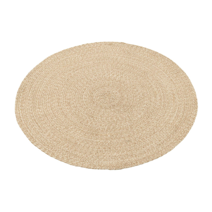 Fiona Outdoor Rug in natural beige with round woven texture.
