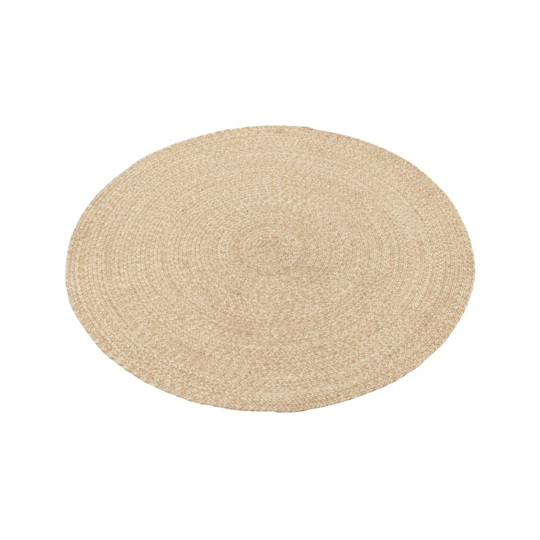 Small Fiona Outdoor Rug in round natural polyester weave.