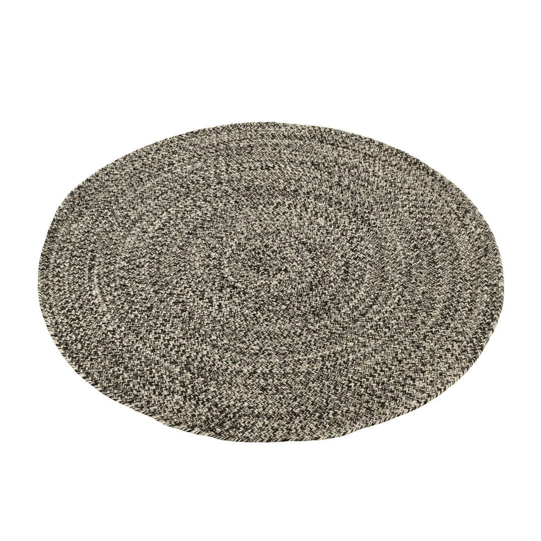 Front view of the Fiona outdoor rug in round braided polyester.