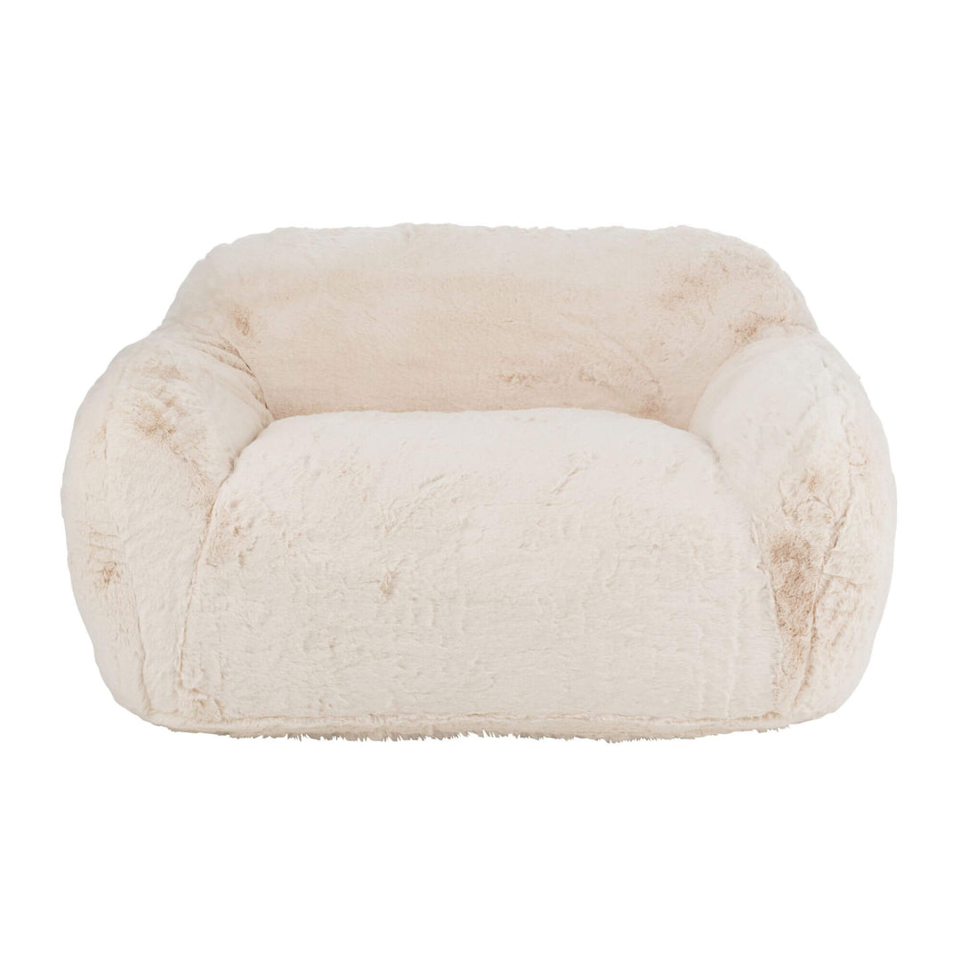Front view of the Fluff Sofa 2-seater in creme polyresin.