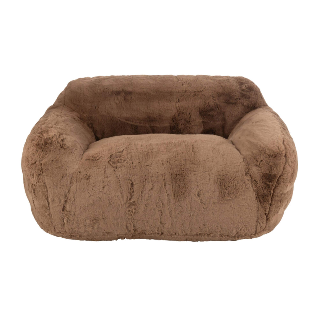 Front view of the Fluff Sofa 2-seater in taupe polyresin.