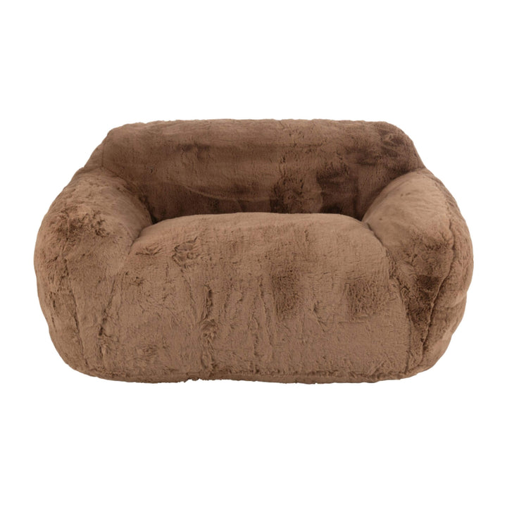 Front view of the Fluff Sofa 2-seater in taupe polyresin.