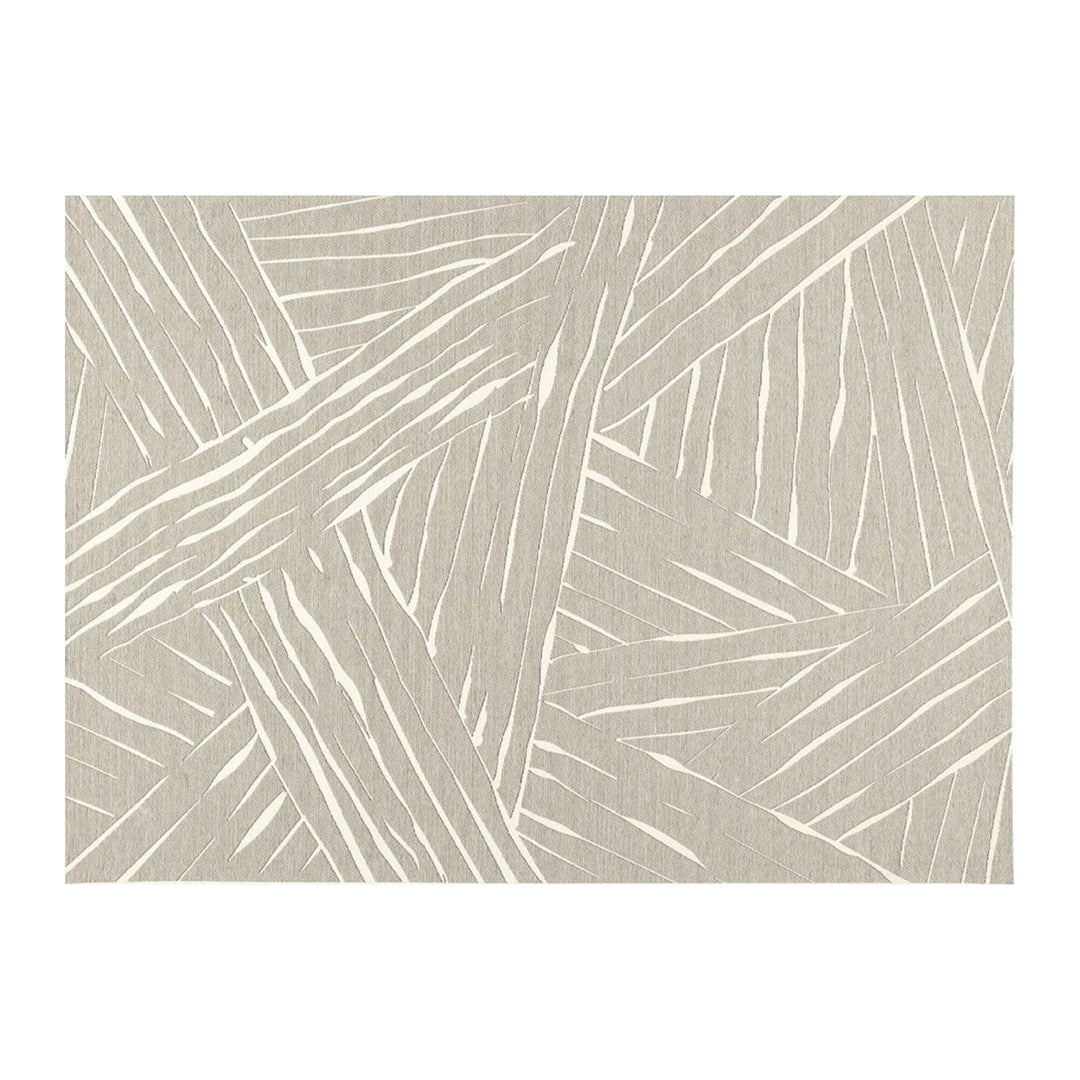 Front view of the Freek Outdoor Rug with geometric linear pattern in neutral tone.