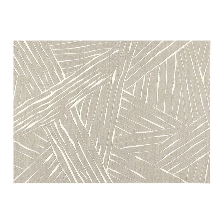 Front view of the Freek Outdoor Rug with geometric linear pattern in neutral tone.