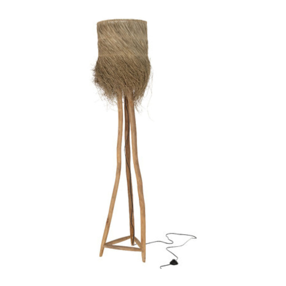 Turn off Fury Floor Lamp showing height and woven shade detail.