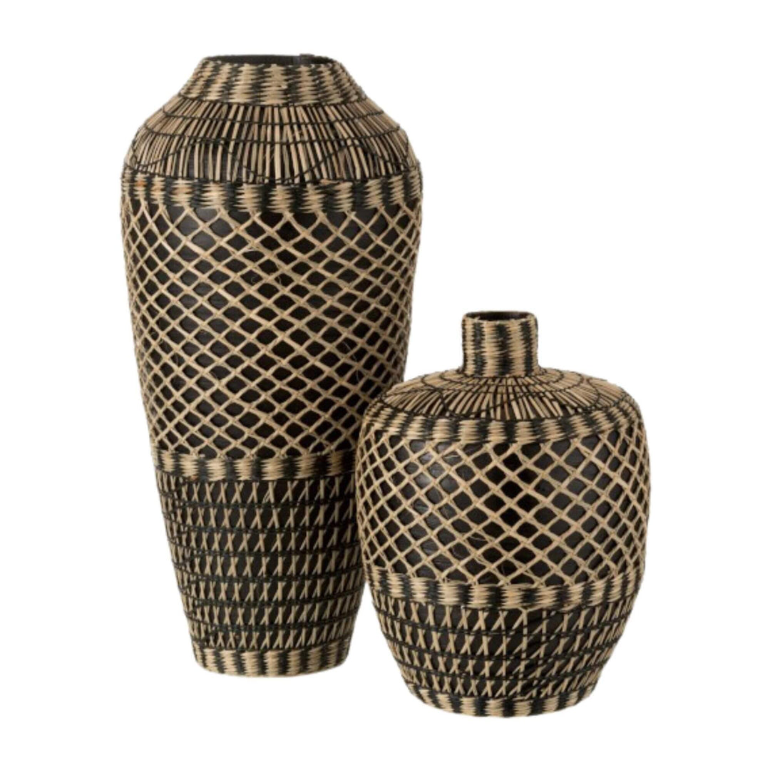 Rounded jar-shape bamboo basket, 27×27×36 cm