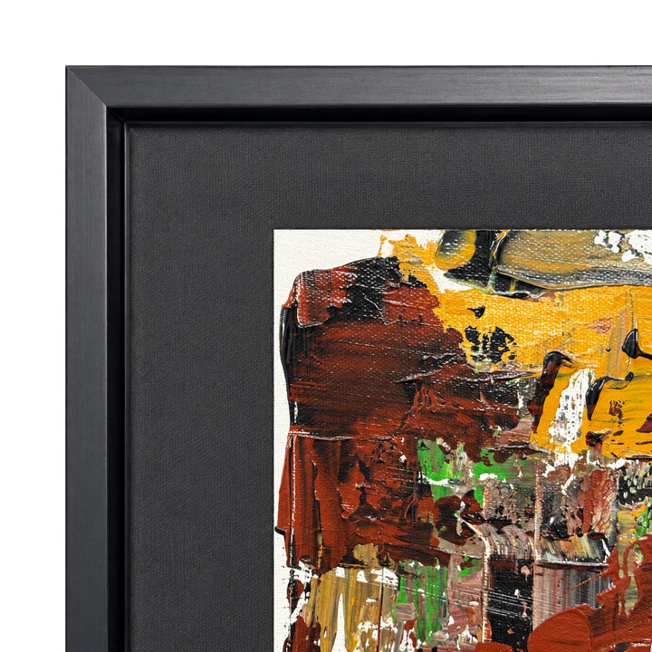 1. Close-up of the Golden Terrain painting highlighting the layered golden, brown, black, and white brushwork