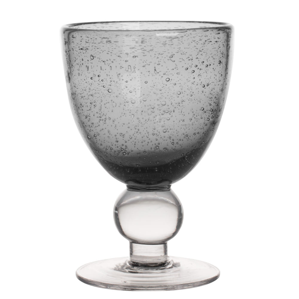 Front view of the Grey Ocean Cup with smoky grey crystal and bubble-textured bowl.