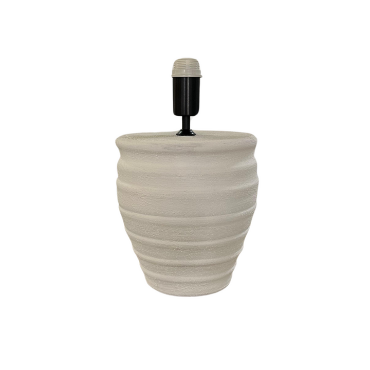 Side view of Griega lamp base with socket and ceramic detail.