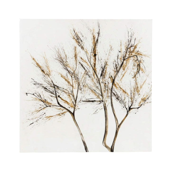 Front view of the Guanajuato canvas painting showcasing its abstract tree design and neutral color palette.