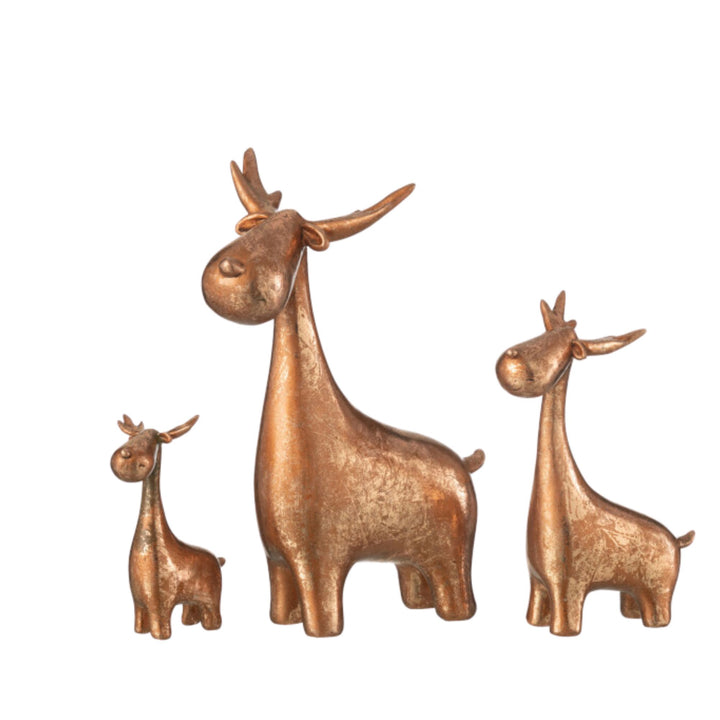 Set of three Guizzo Copper Deco Figures in small, medium, and large sizes.