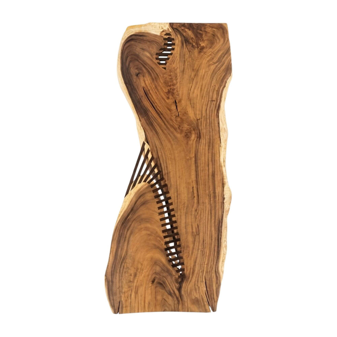 Top view of Gunung suar dining table highlighting its live-edge top