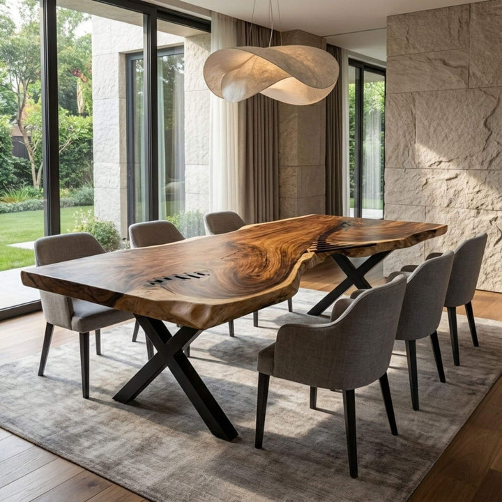Styled interior setting featuring the Gunung dining table as a centerpiece in a modern dining room.