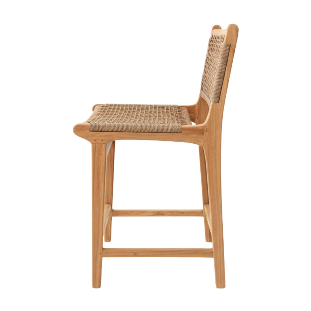 Side view showing the seat height and woven seat design.