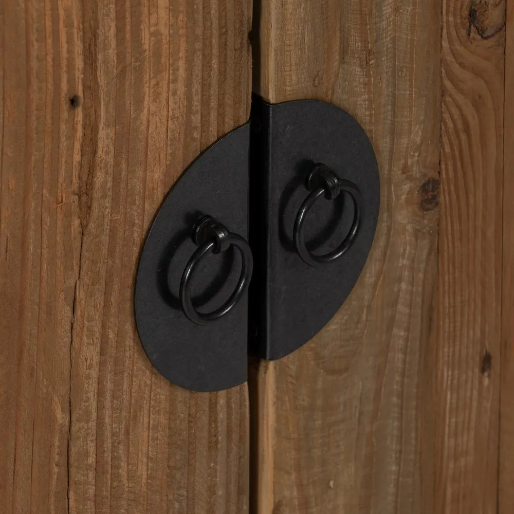 Close-up detail of Harapan sideboard doors highlighting the natural pine wood grain and hardware.
