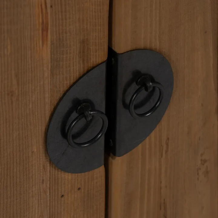 Close-up detail of the pine wood grain and natural texture.