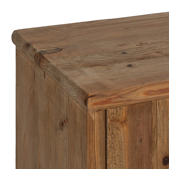 Detail of maple wood grain and joinery on Harapan TV unit.