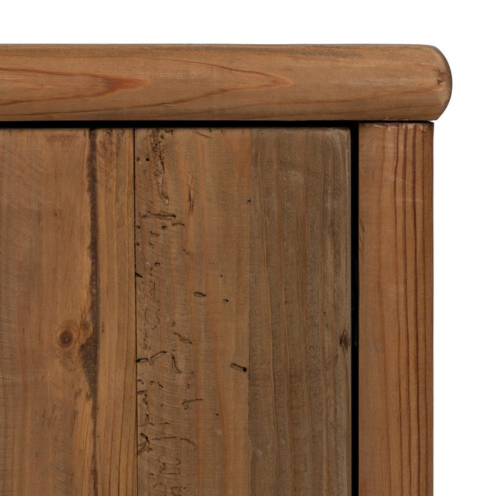 Detail of maple wood grain and joinery on Harapan TV unit.