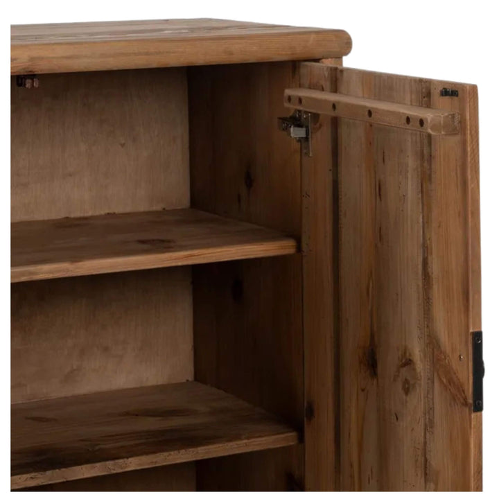 Interior view of maple wood wardrobe with adjustable shelves