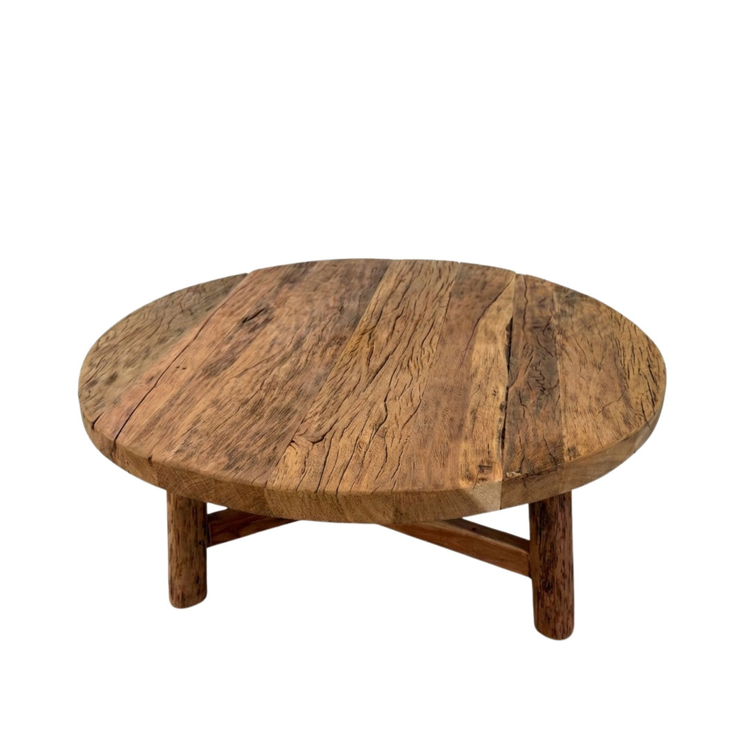 Top view of Harat Round Coffee Table showing the wood grain and circular form.