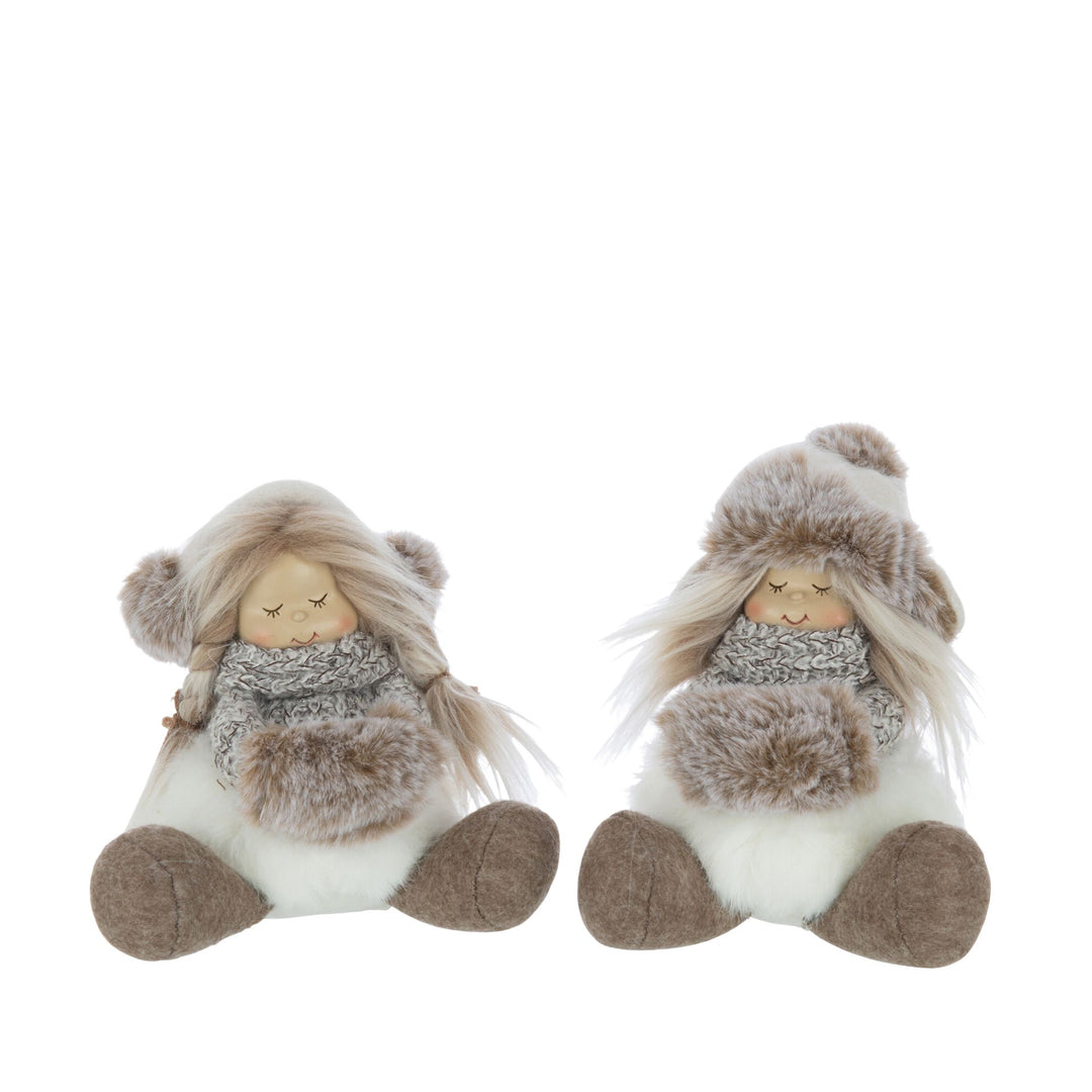 Heidi & Dete Figure set showing two plush winter-themed characters in soft beige tones.
