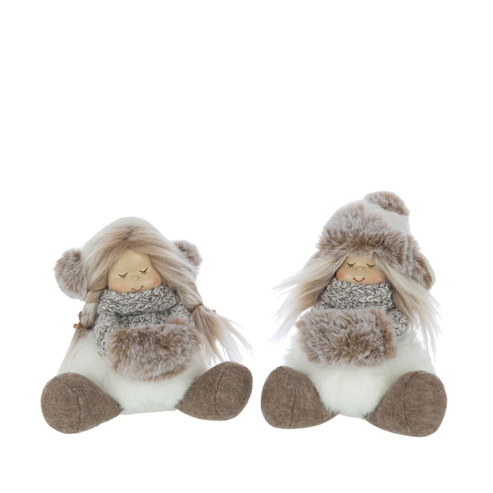Heidi & Dete Figure set showing two plush winter-themed characters in soft beige tones.