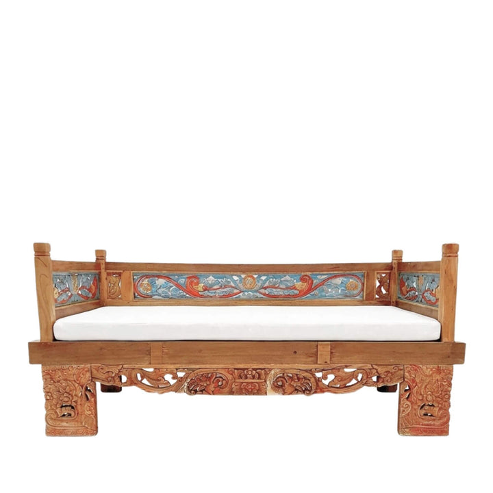 HEMERA INDONESIAN CARVED TEAK WOOD DAYBED | 220X100X100CM