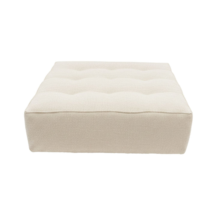 Front view of a Hera square pouf showing seat and base detail.