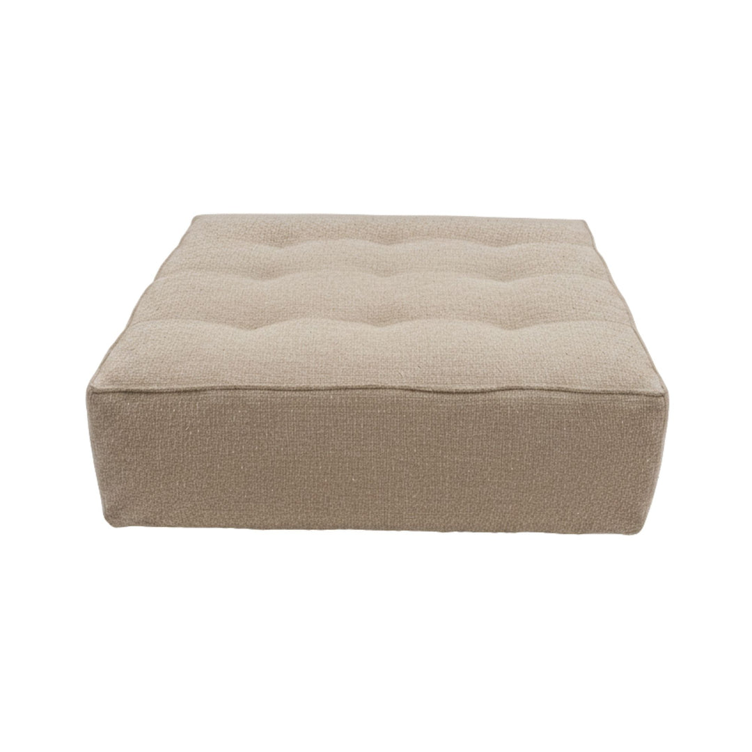 Front view of a Hera square pouf showing seat and base detail.