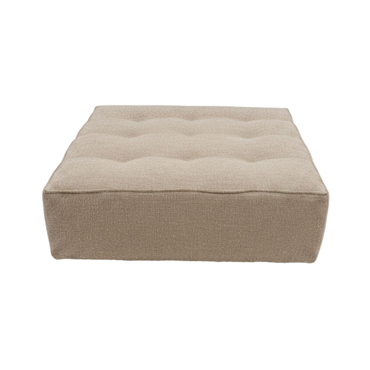 Front view of a Hera square pouf showing seat and base detail.