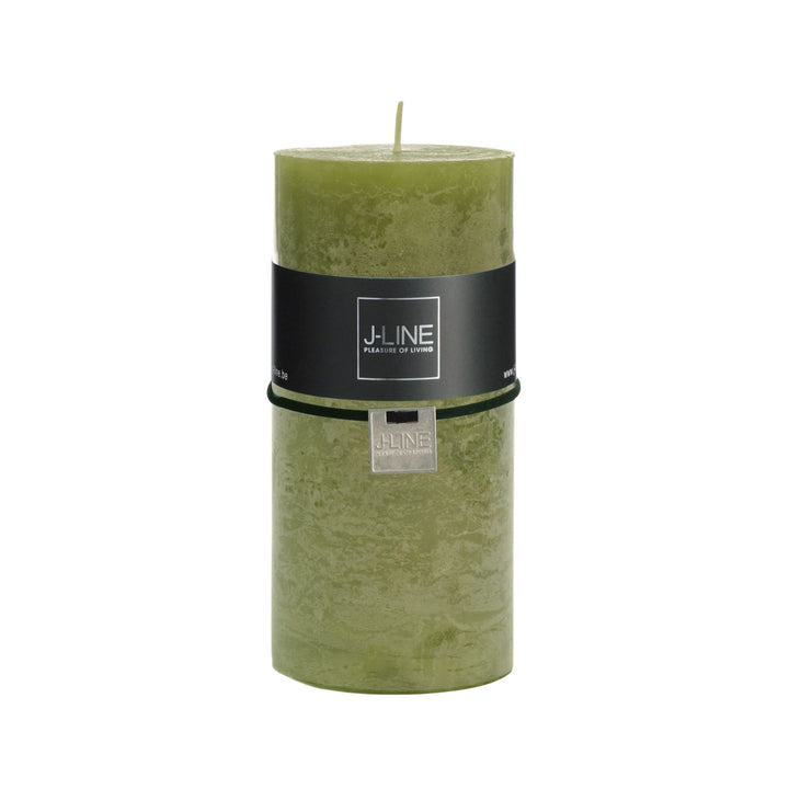 Front view of the Herbs Candle in herbal green paraffin with product band.