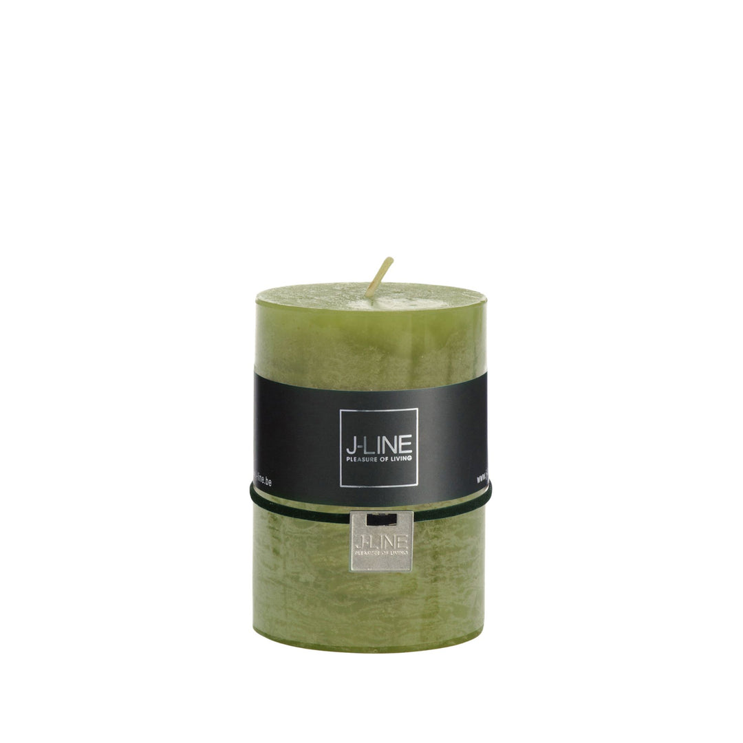 Small-sized Herbs Candle showing its textured green surface.