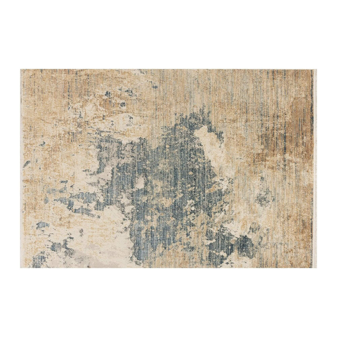 Front view of the Himalaya rug with layered abstract pattern in neutral tones.