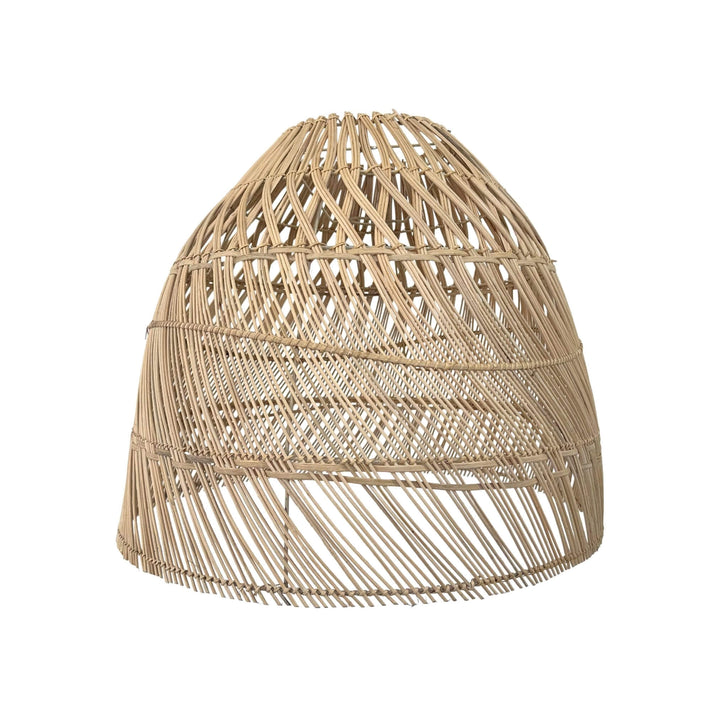 Front view of small Ibiza ceiling lamp with open rattan weave