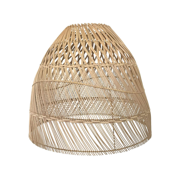Front view of medium Ibiza rattan pendant, natural finish