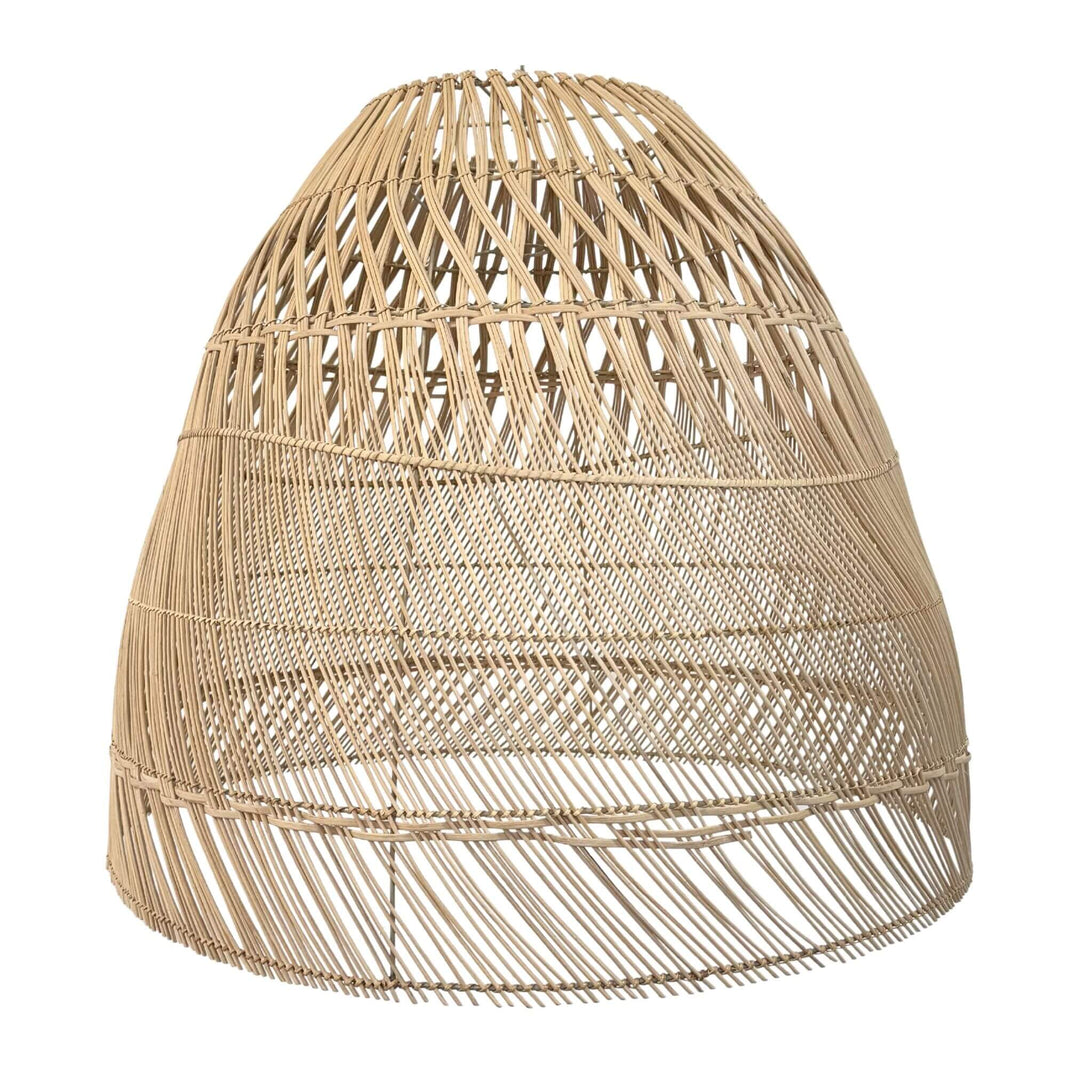 Front view of large Ibiza rattan dome shade for ceilings