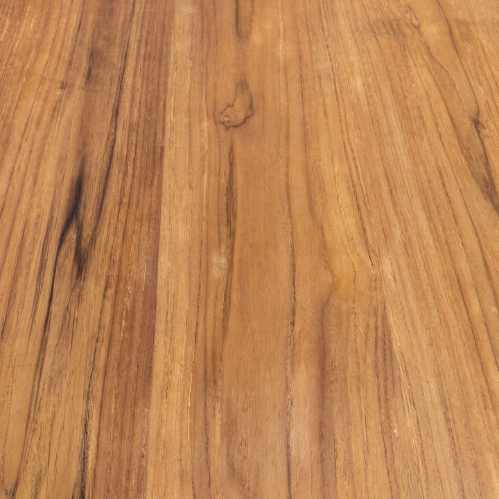 Top view of the teak wood surface showing the natural grain and warm tone variation.