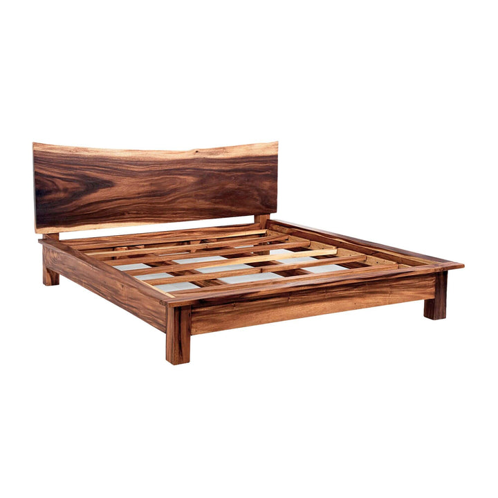 ITACA SUAR SLAB SOLID WOOD BED frame on a white background