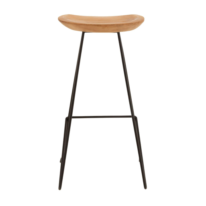Rear view highlighting teak seat profile and metal frame

