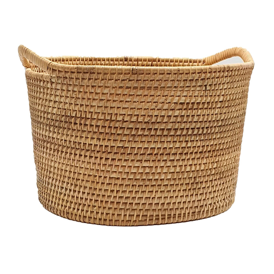 Handwoven Jaipur rattan basket in natural color