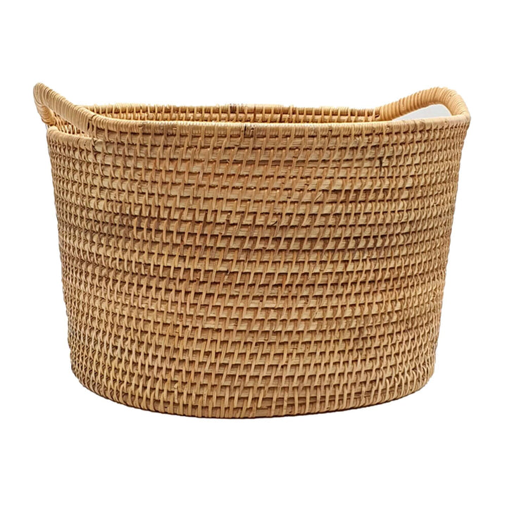 Handwoven Jaipur rattan basket in natural color