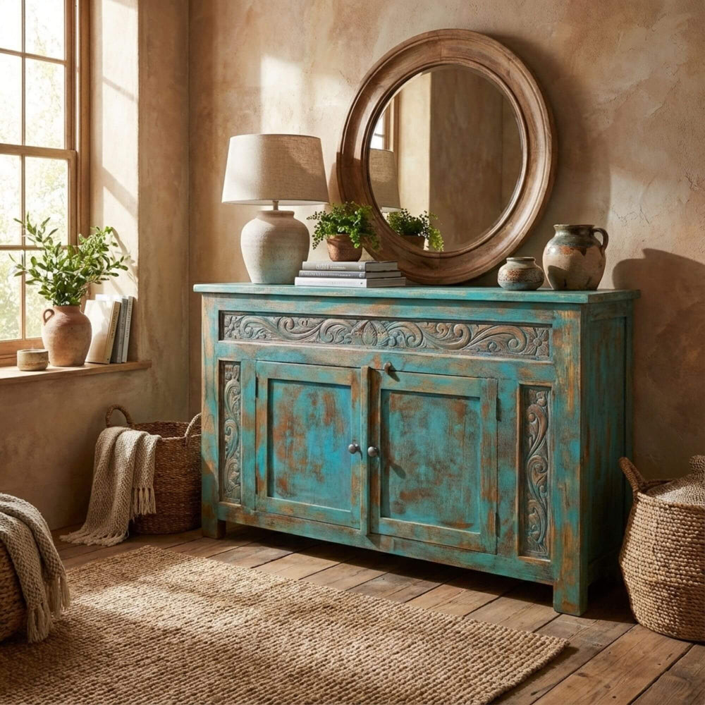 Jimbaran buffet styled in an interior setting showcasing its artisan character.