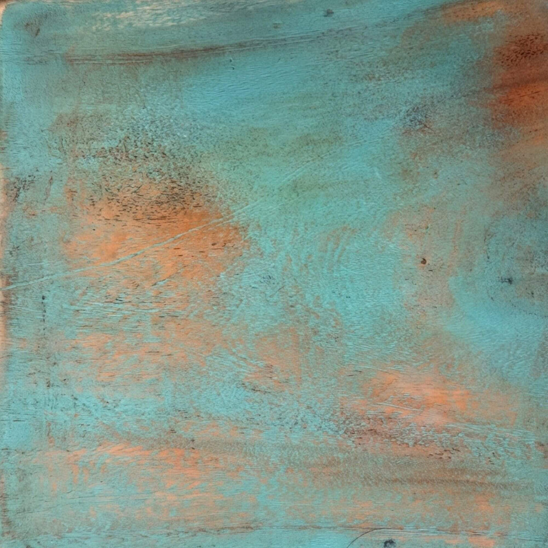 Texture detail of the distressed blue finish on the Jimbaran teak wood buffet.