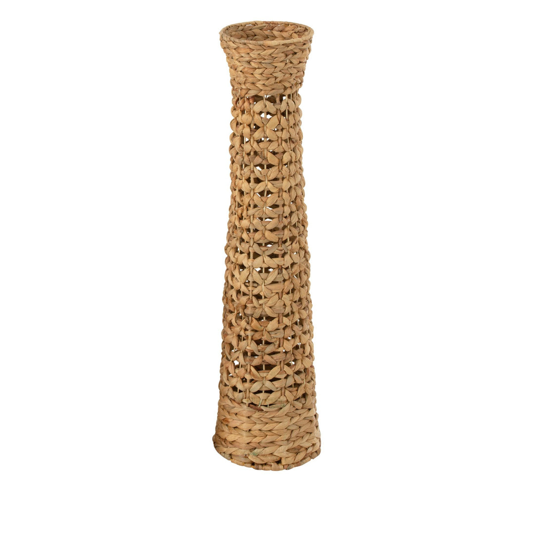 Single Jonas vase highlighting the woven water hyacinth texture and cylindrical shape.