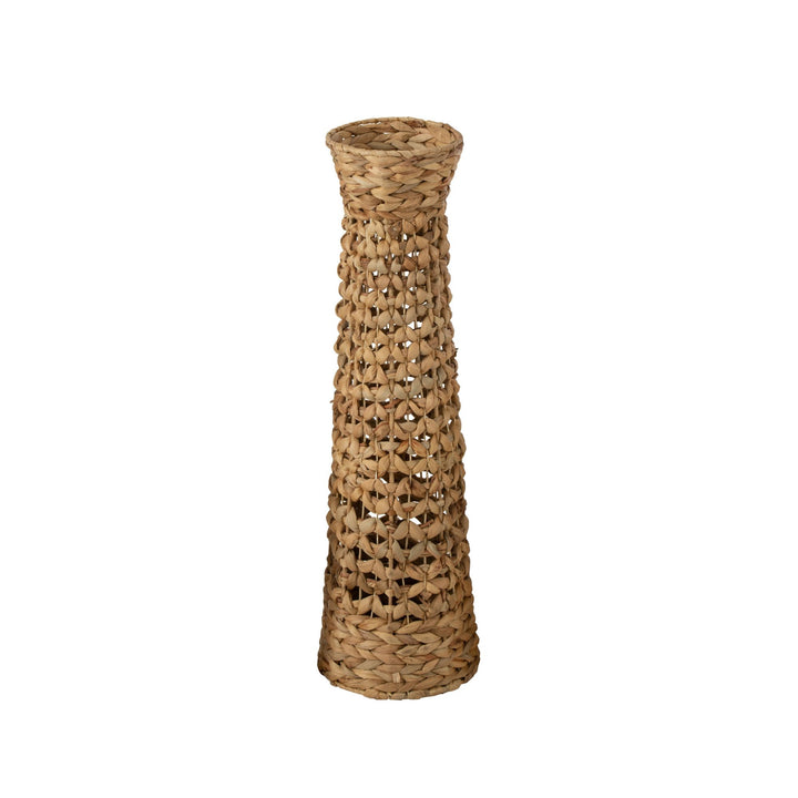 Single Jonas vase highlighting the woven water hyacinth texture and cylindrical shape.