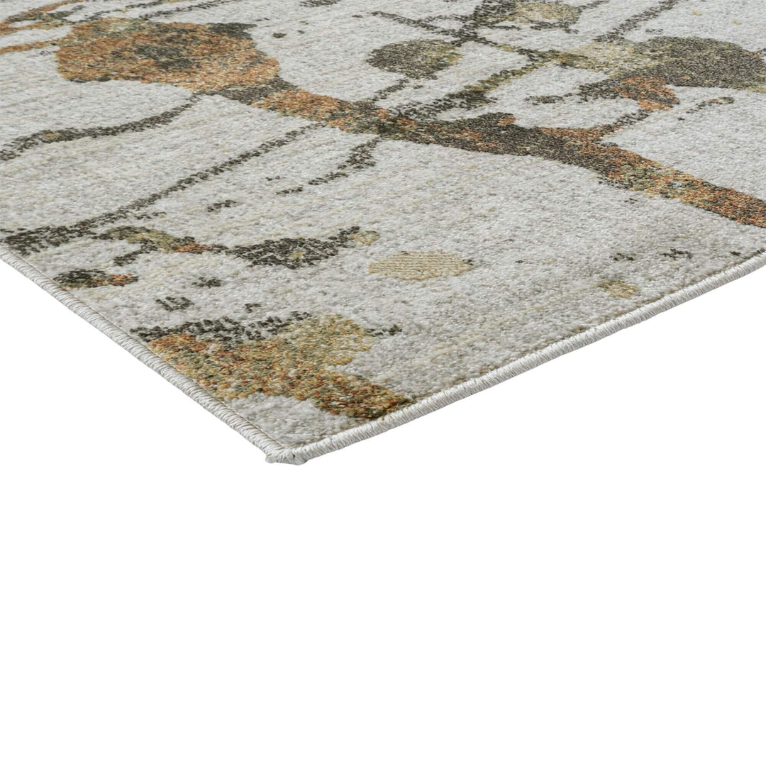 Close-up of the Jura rug showing the printed design and soft polyester texture.