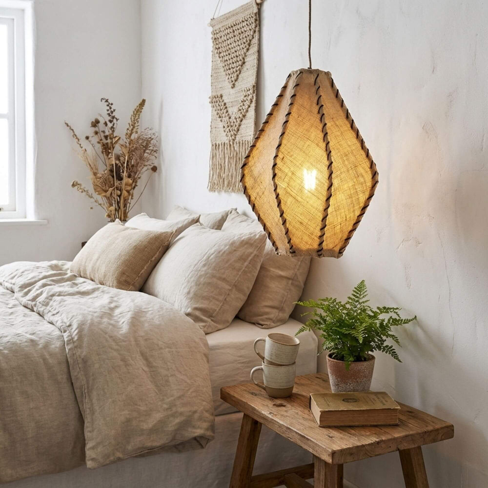 Styled bedroom featuring the Jutana ceiling lamp
