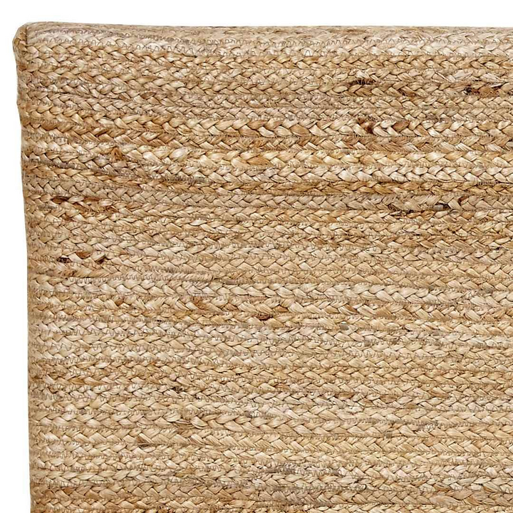 Close-up detail of the Jute Headboard highlighting the handcrafted jute weave.